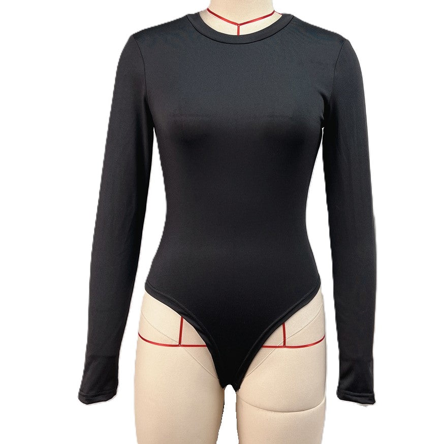 Crewneck Long Sleeve Basic Bodysuit - Black