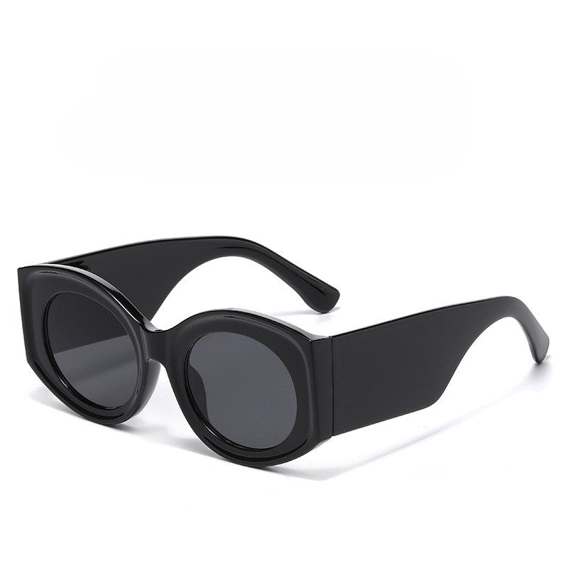 Chunky Oval Gradient Lens Sunglasses - Black