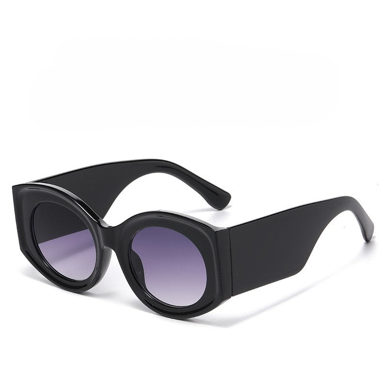 Chunky Oval Gradient Lens Sunglasses - Blackgrey