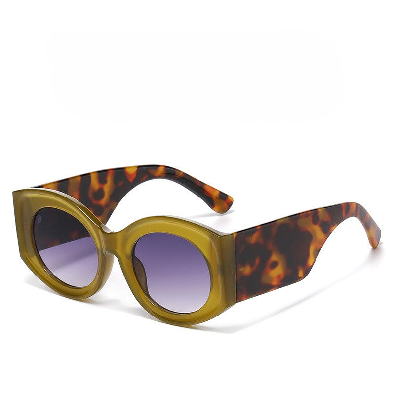 Chunky Oval Gradient Lens Sunglasses - Green