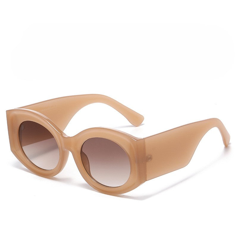 Chunky Oval Gradient Lens Sunglasses - JellyTea