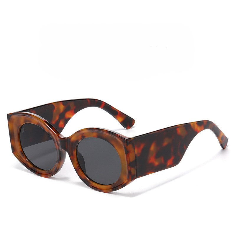 Chunky Oval Gradient Lens Sunglasses - Leopard