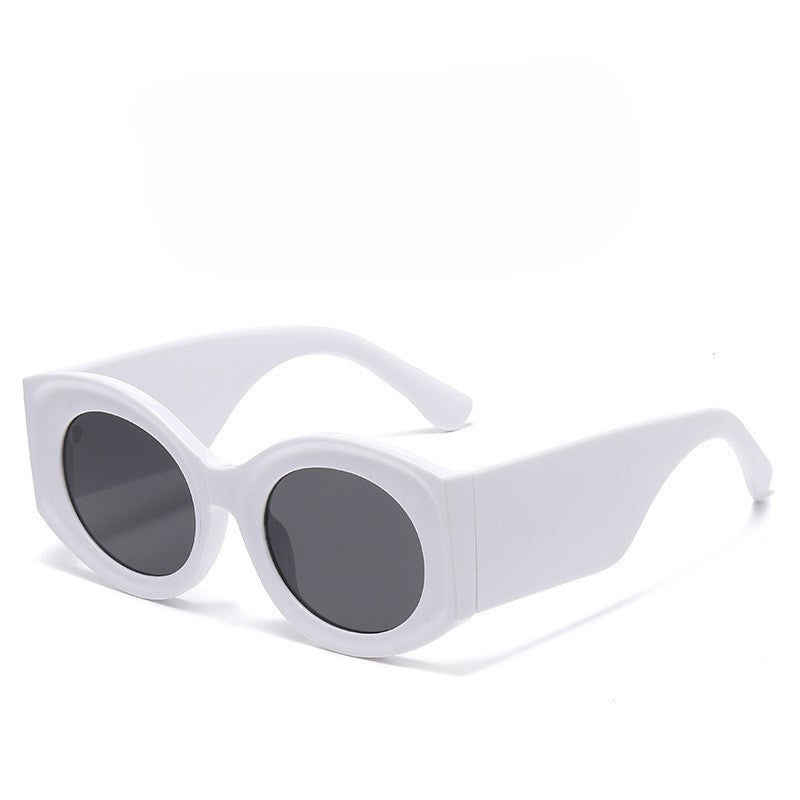 Chunky Oval Gradient Lens Sunglasses - White