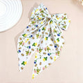 Floral Chiffon Bow Hair Barrette - white