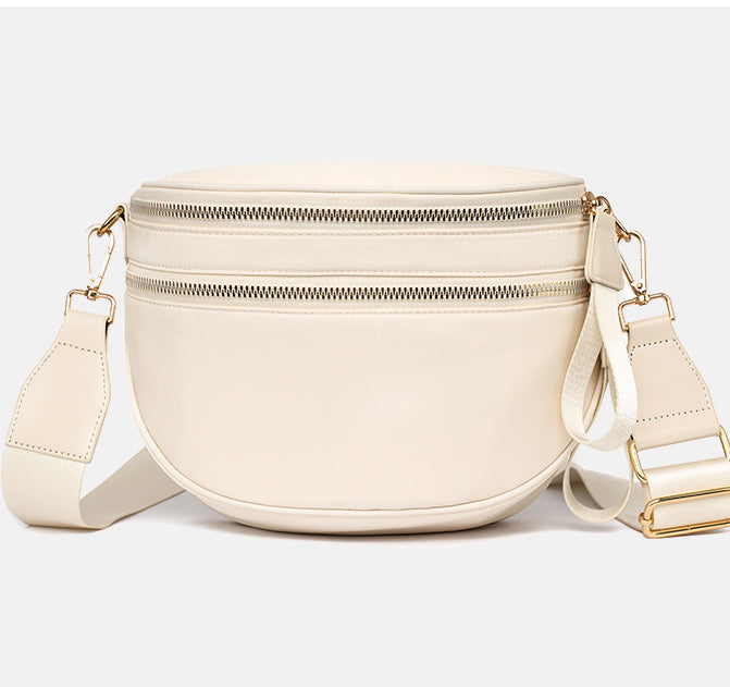 Half Moon Crossbody Sling Belt Bag - Beige