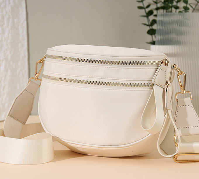 Half Moon Crossbody Sling Belt Bag - Beige - 1