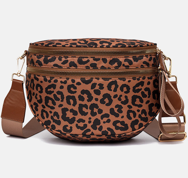 Half Moon Crossbody Sling Belt Bag - Leopard