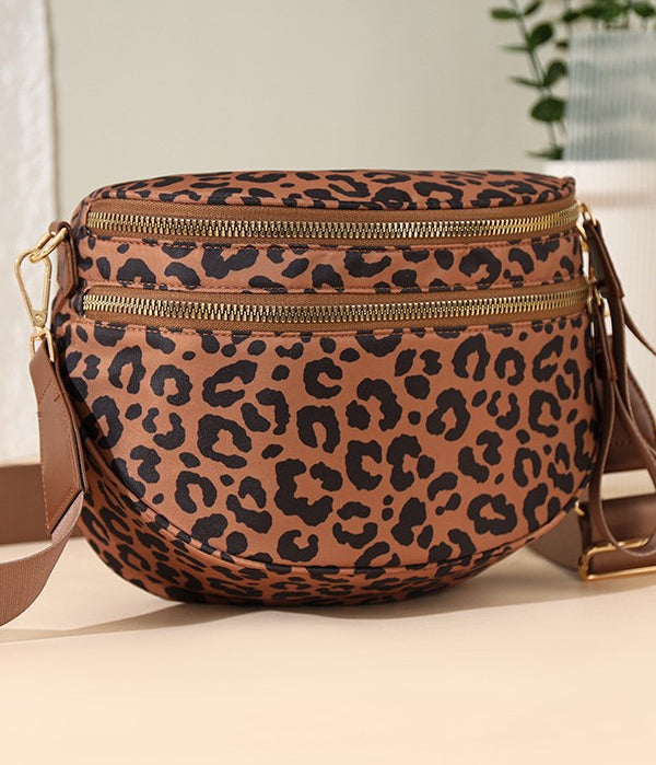 Half Moon Crossbody Sling Belt Bag - Leopard - 1