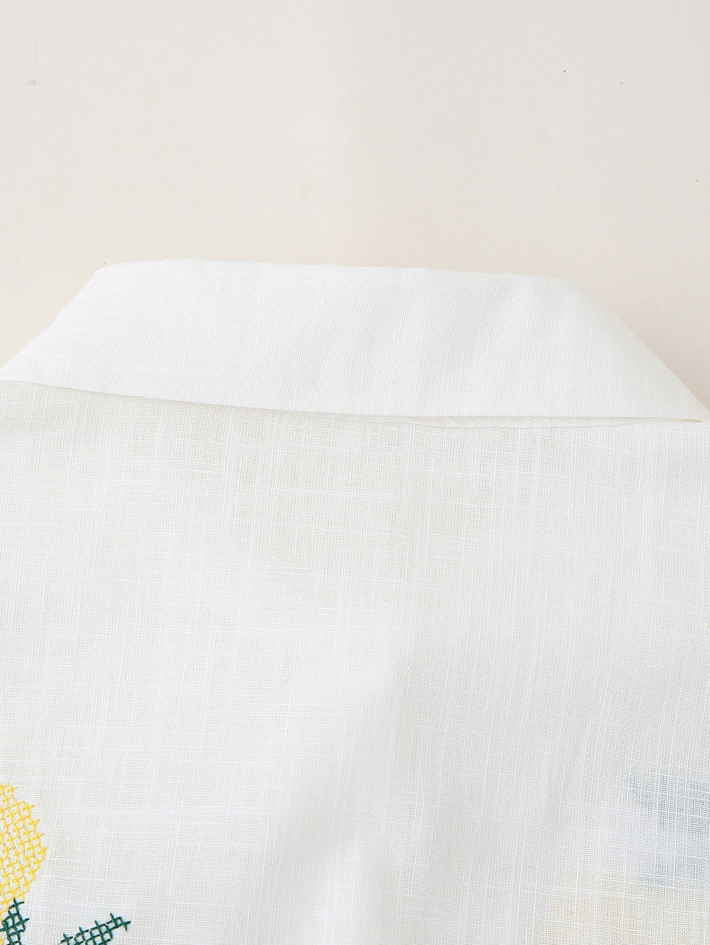 Lemon Embroidered Button Down Shirt - White - 5