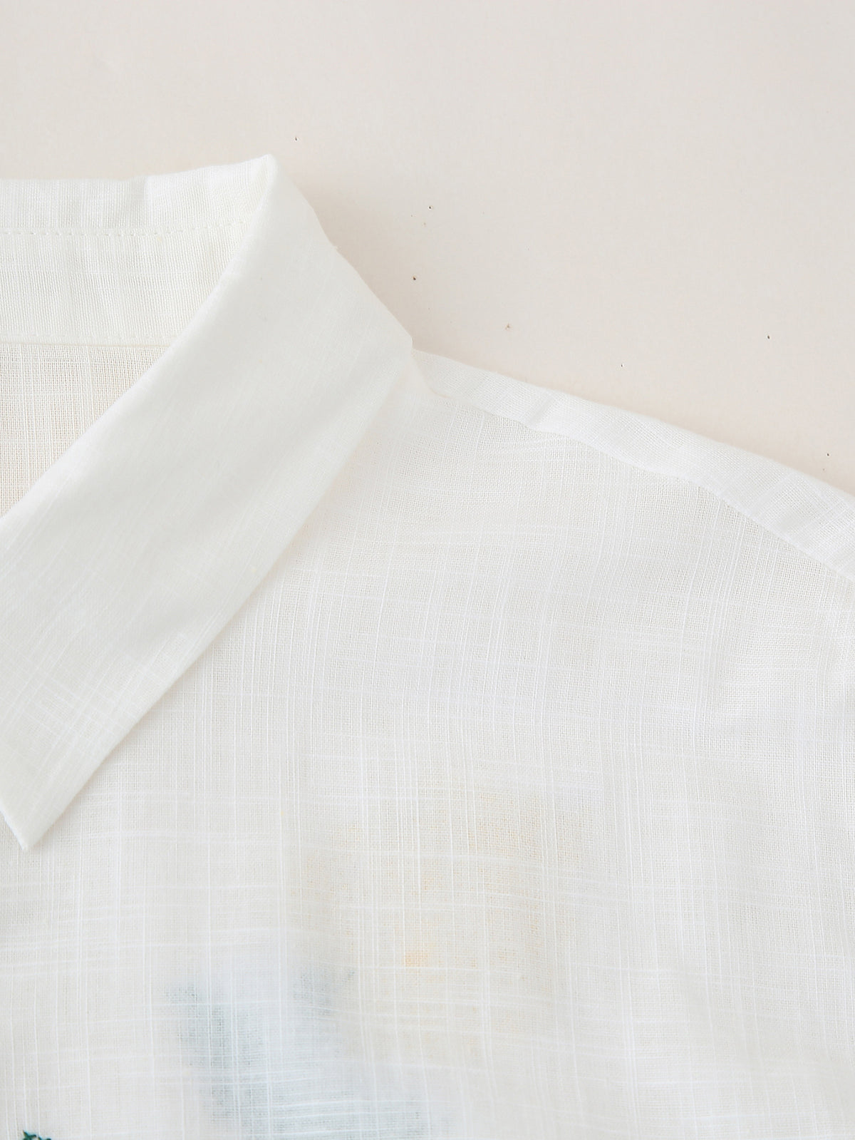 Lemon Embroidered Button Down Shirt - White - 8