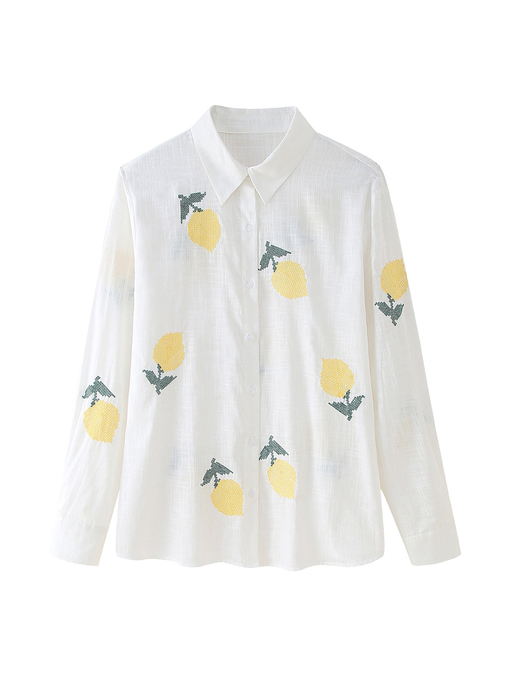 Lemon Embroidered Button Down Shirt
