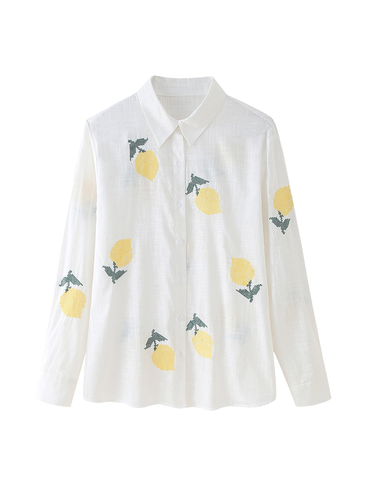 Lemon Embroidered Button Down Shirt
