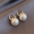 Oversized Pearl Drop Lever Back Earrings - MilkWhite