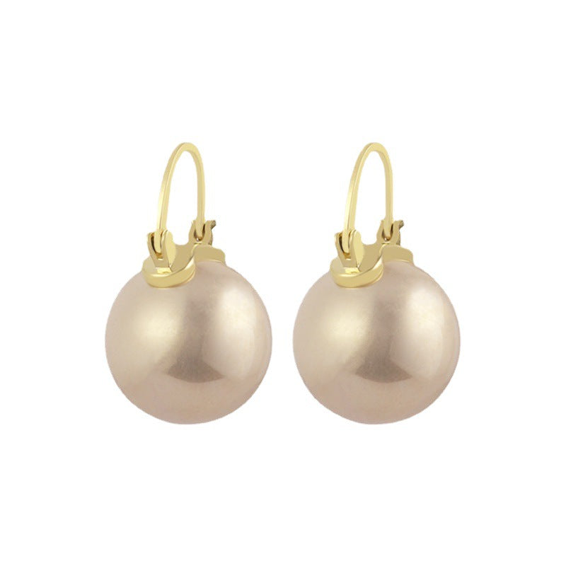 Oversized Pearl Drop Lever Back Earrings