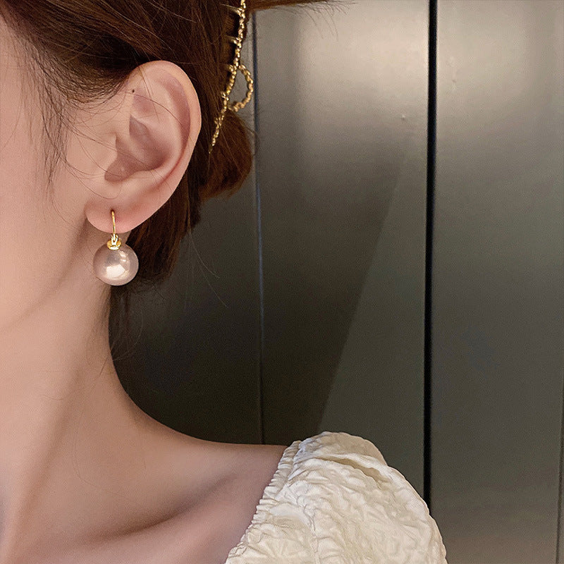 Oversized Pearl Drop Lever Back Earrings - view 1