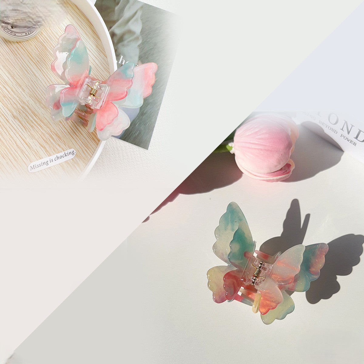 Layered Butterfly Color Changing Claw Clip - Blue_orange