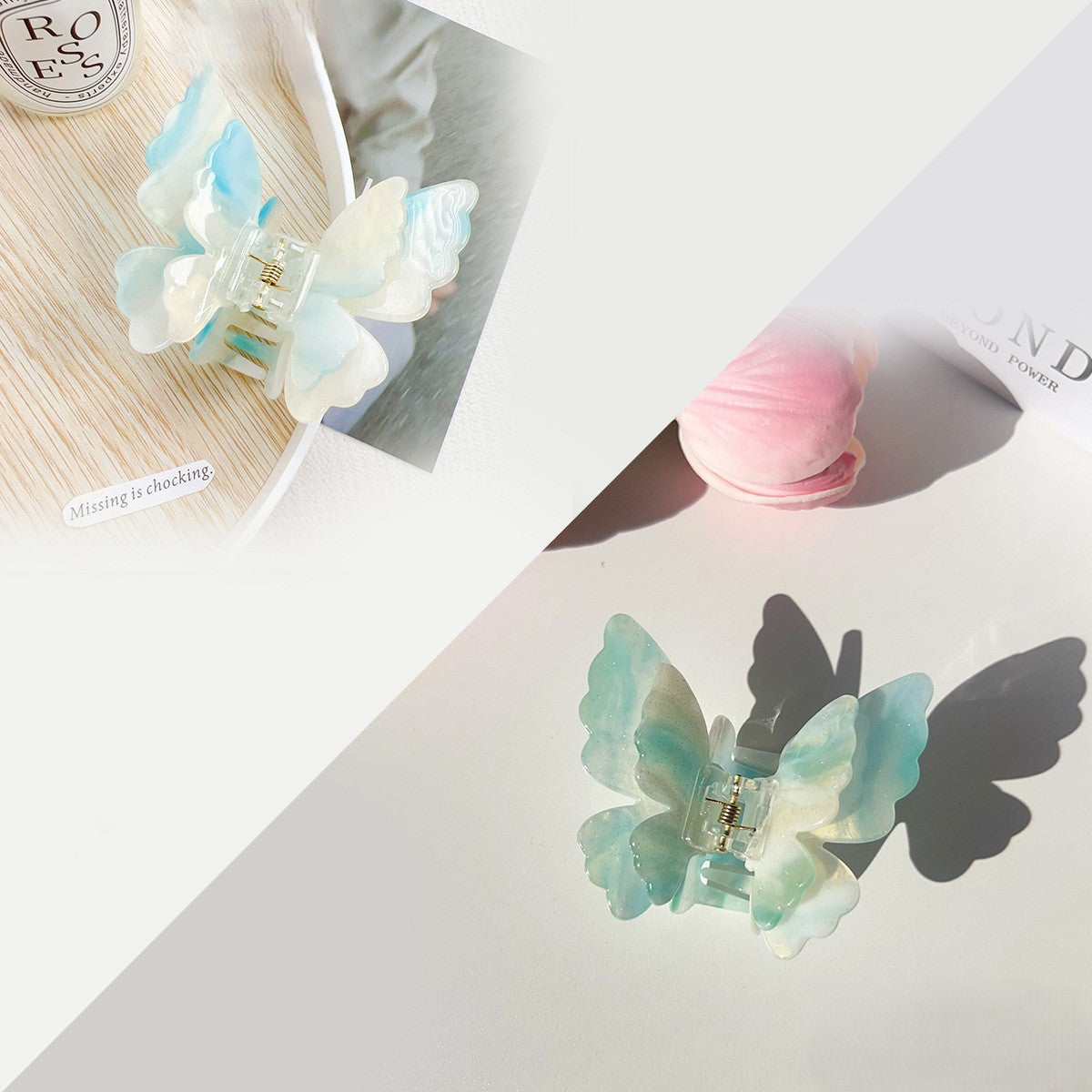 Layered Butterfly Color Changing Claw Clip - Sky_blue