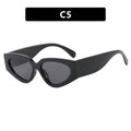 Color Block Oval Frame Sunglasses - Black
