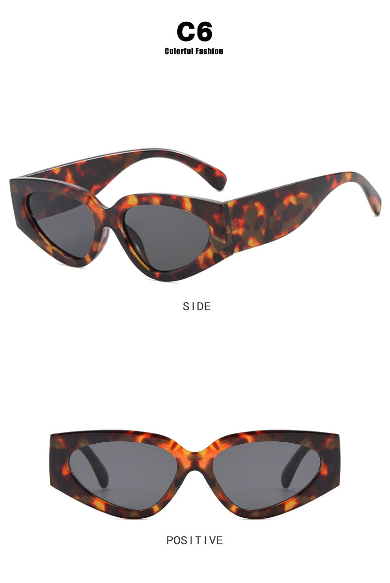 Color Block Oval Frame Sunglasses - Decor - 1