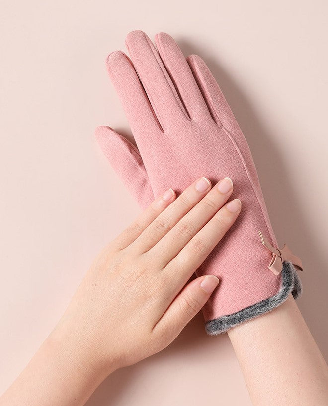 Velvet Bow Touchscreen Fleece Lined Gloves - view 1