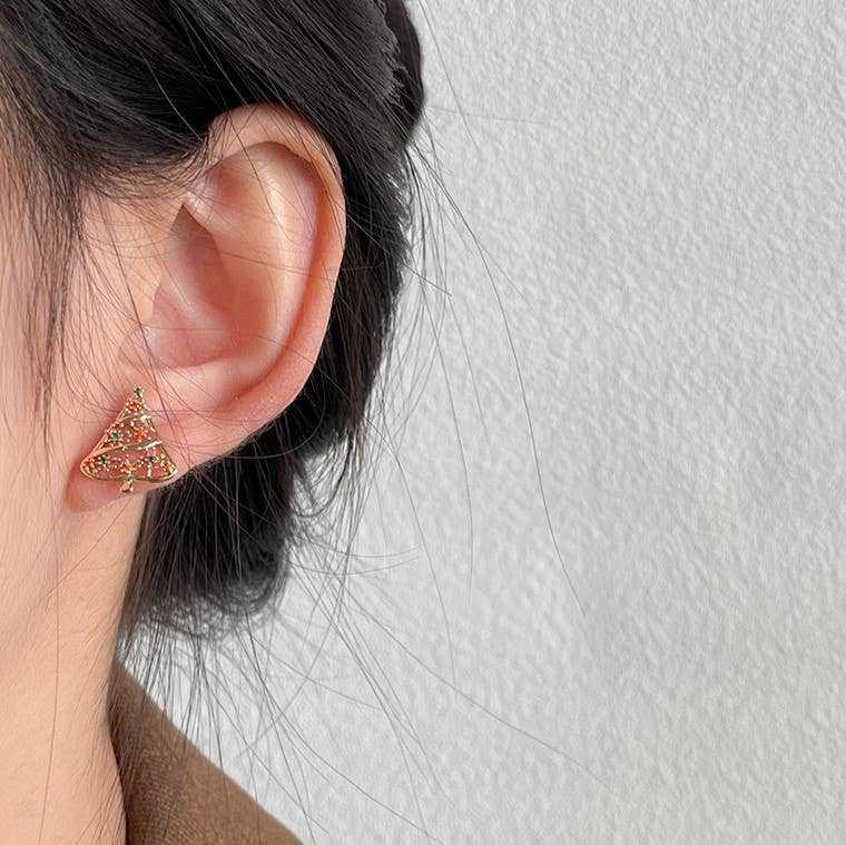 Pave Christmas Tree Stud Earrings