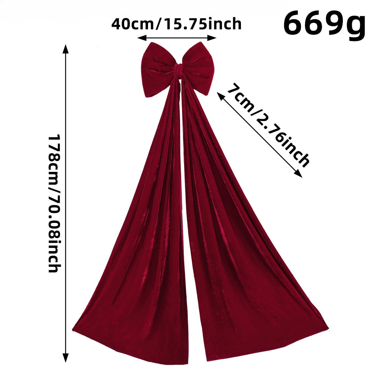 Long Tail Velvet Bow Christmas Tree Topper - L-Winered