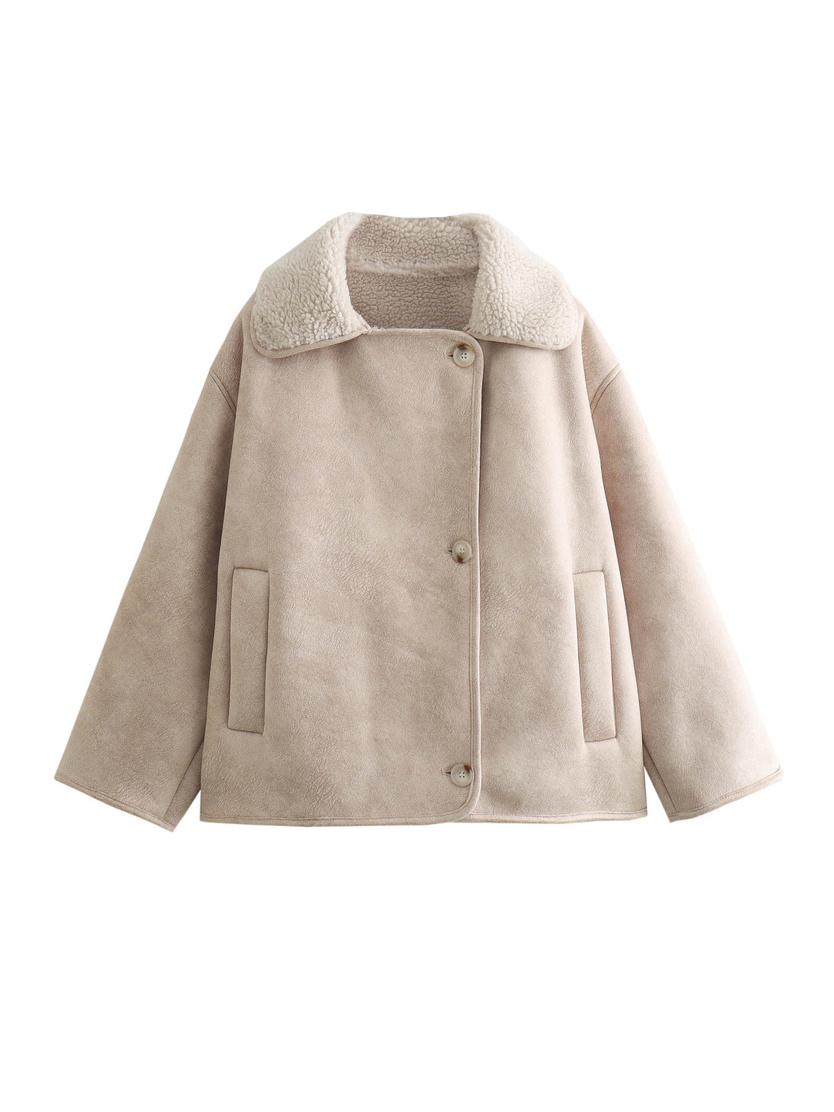 Faux Suede Sherpa Collar Jacket
