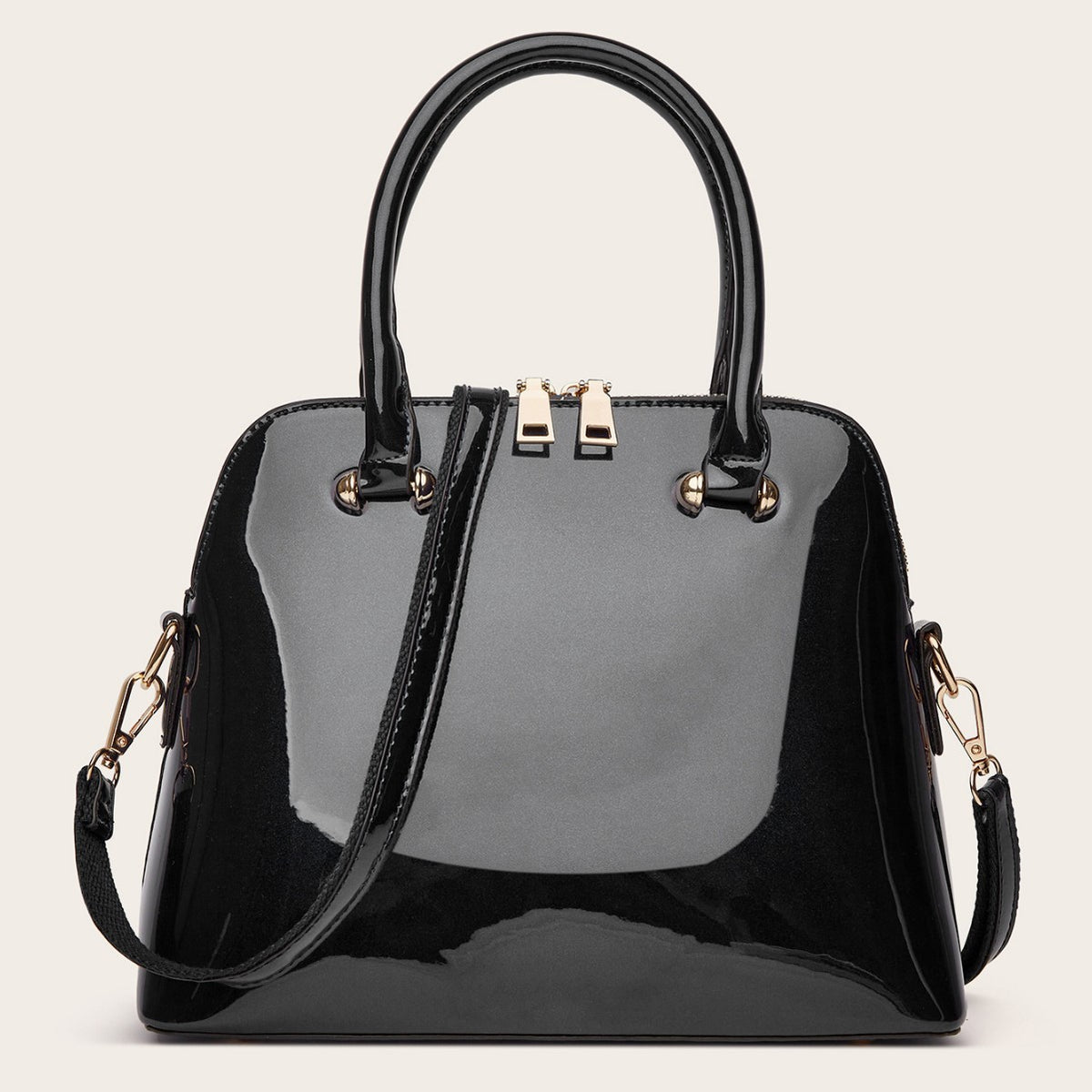 Glossy Patent Dome Top Handle Satchel