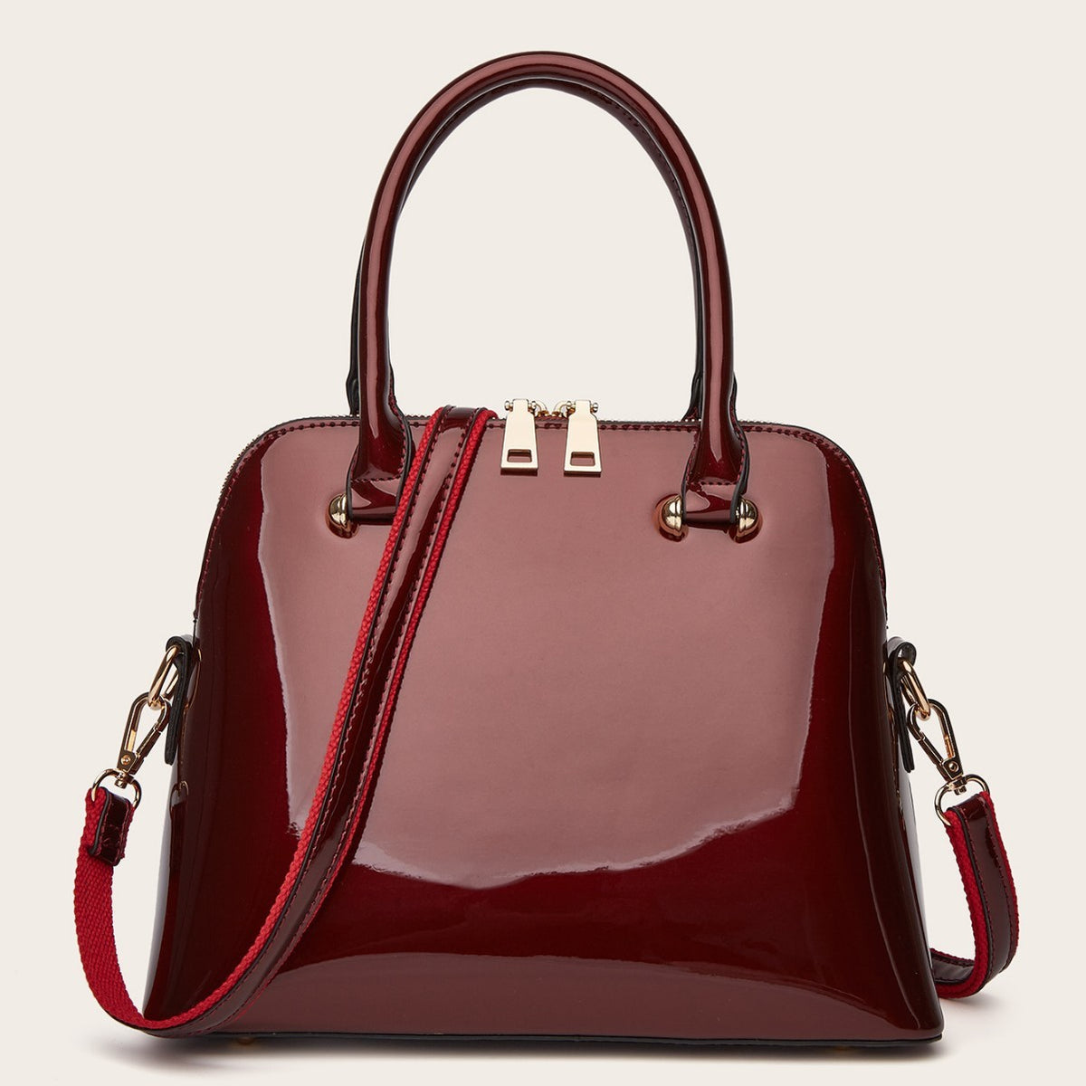 Glossy Patent Dome Top Handle Satchel