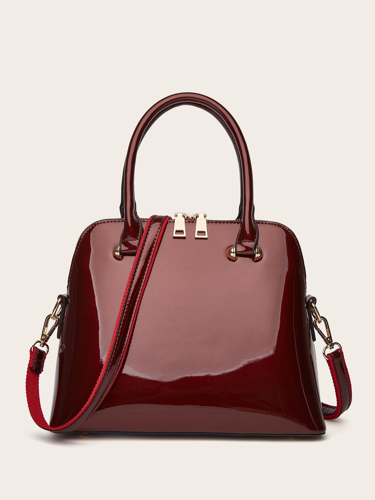 Glossy Patent Dome Top Handle Satchel