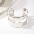 Minimalist Twin-Band Open Cuff Bangle - Silver