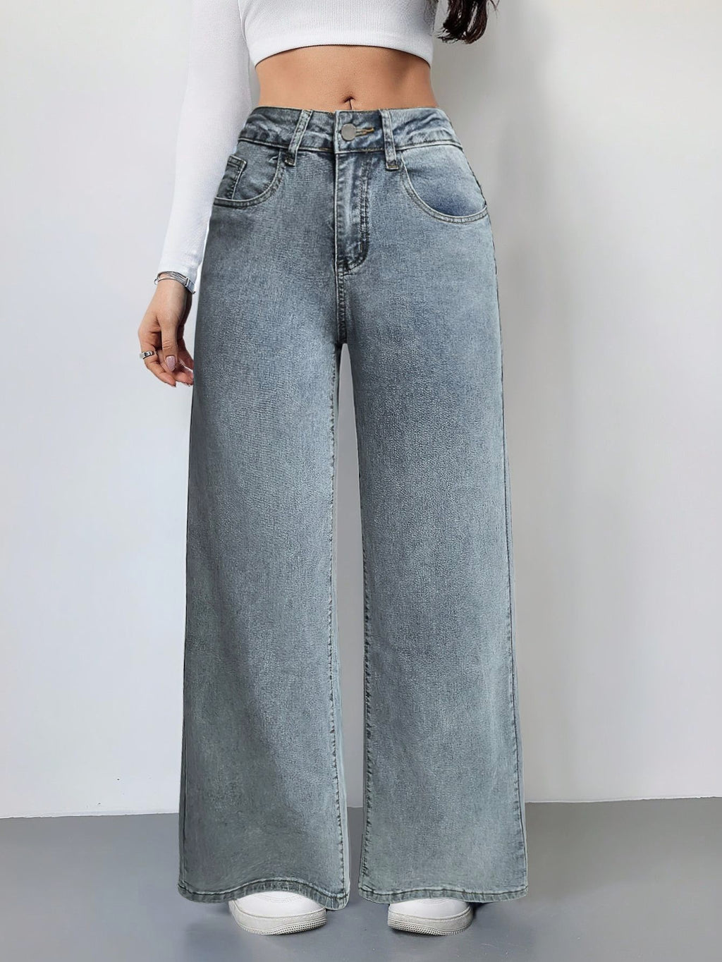 Coquette Bow Pocket High Waist Baggy Jeans - Blue - 3