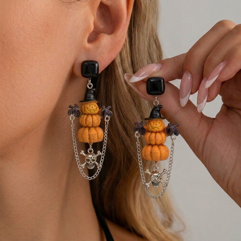 Spooky Charm Resin Statement Drop Earrings - NO-10