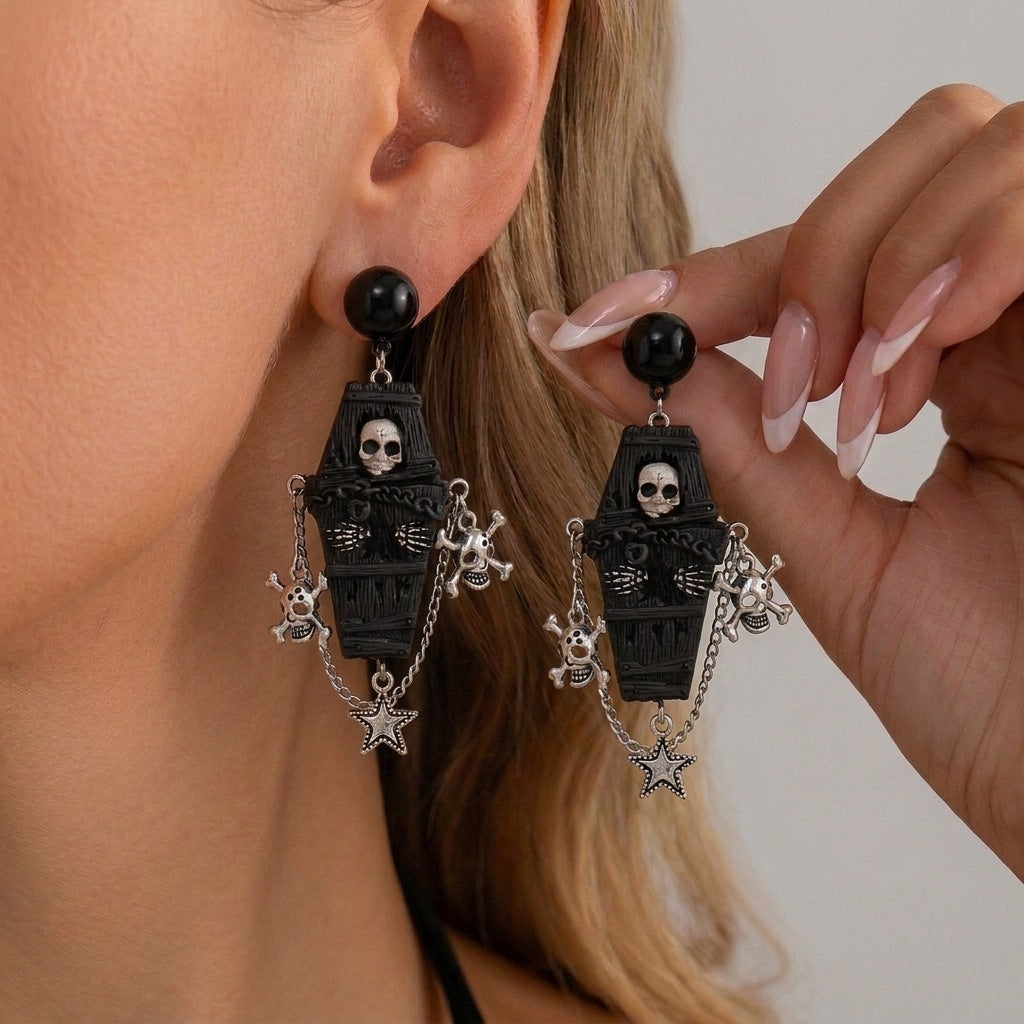 Spooky Charm Resin Statement Drop Earrings - NO-11