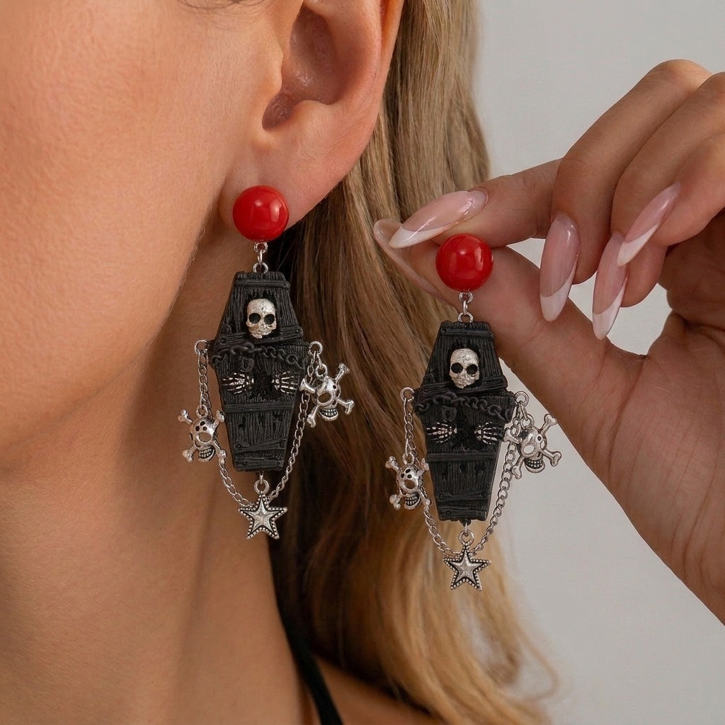 Spooky Charm Resin Statement Drop Earrings - NO-12