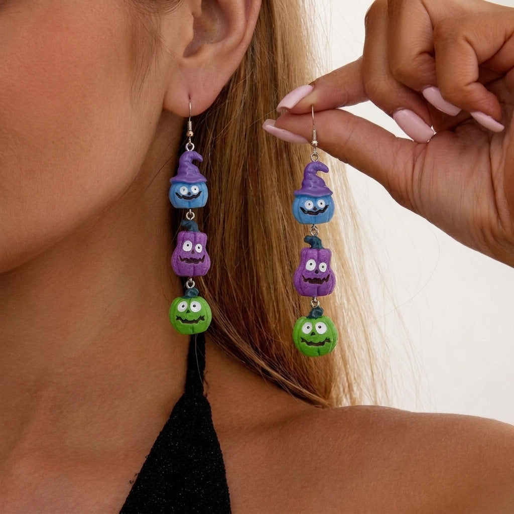 Spooky Charm Resin Statement Drop Earrings - NO-2