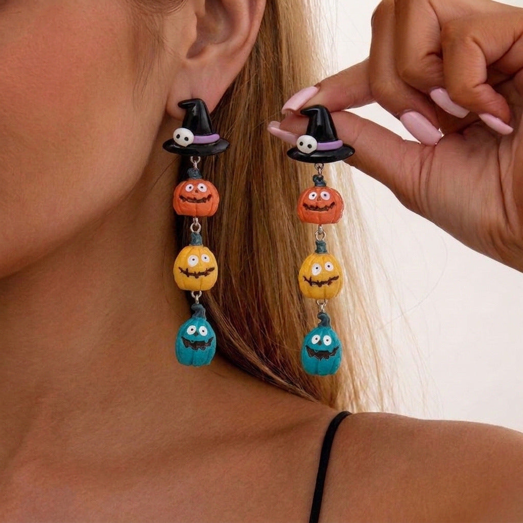 Spooky Charm Resin Statement Drop Earrings - NO-3