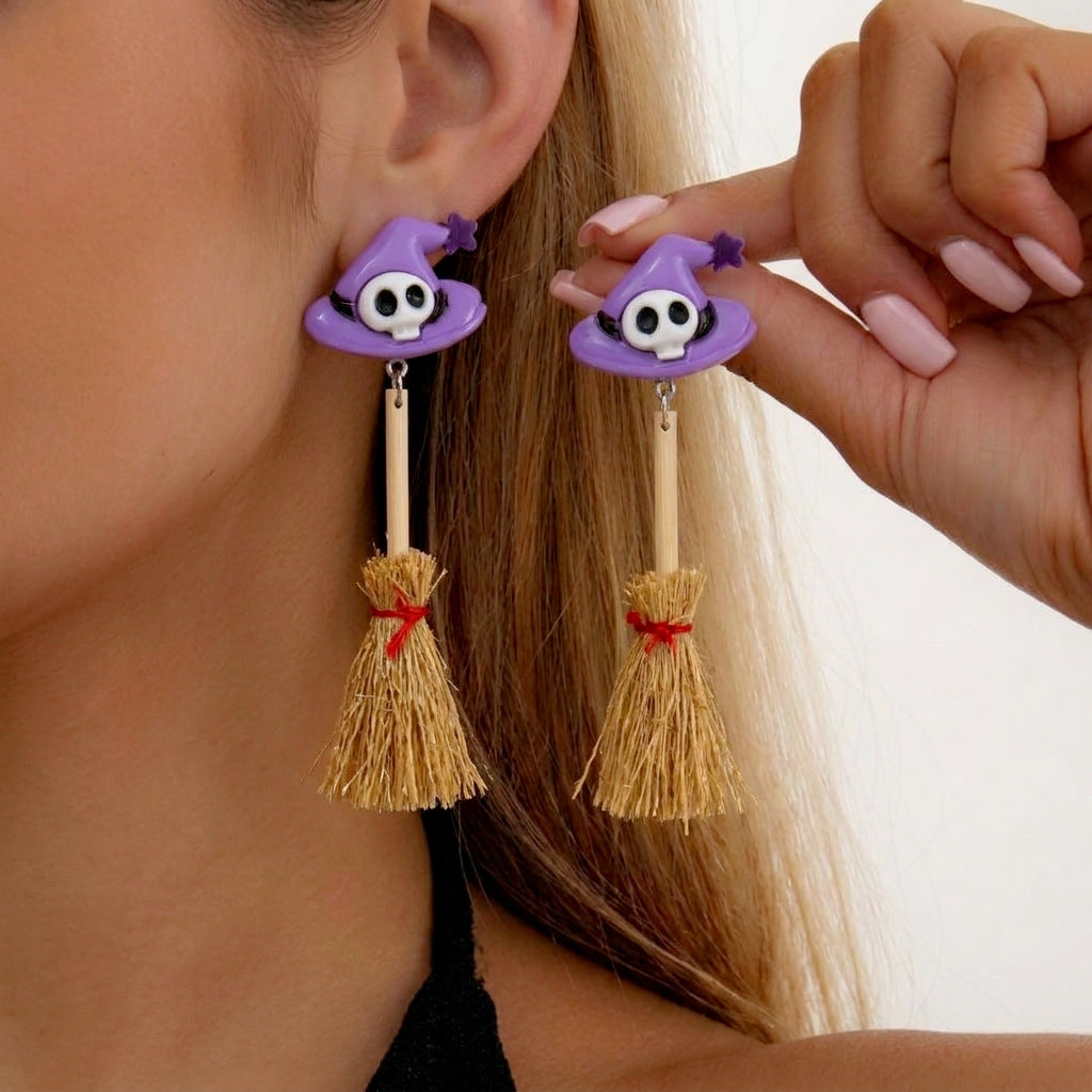 Spooky Charm Resin Statement Drop Earrings - NO-5