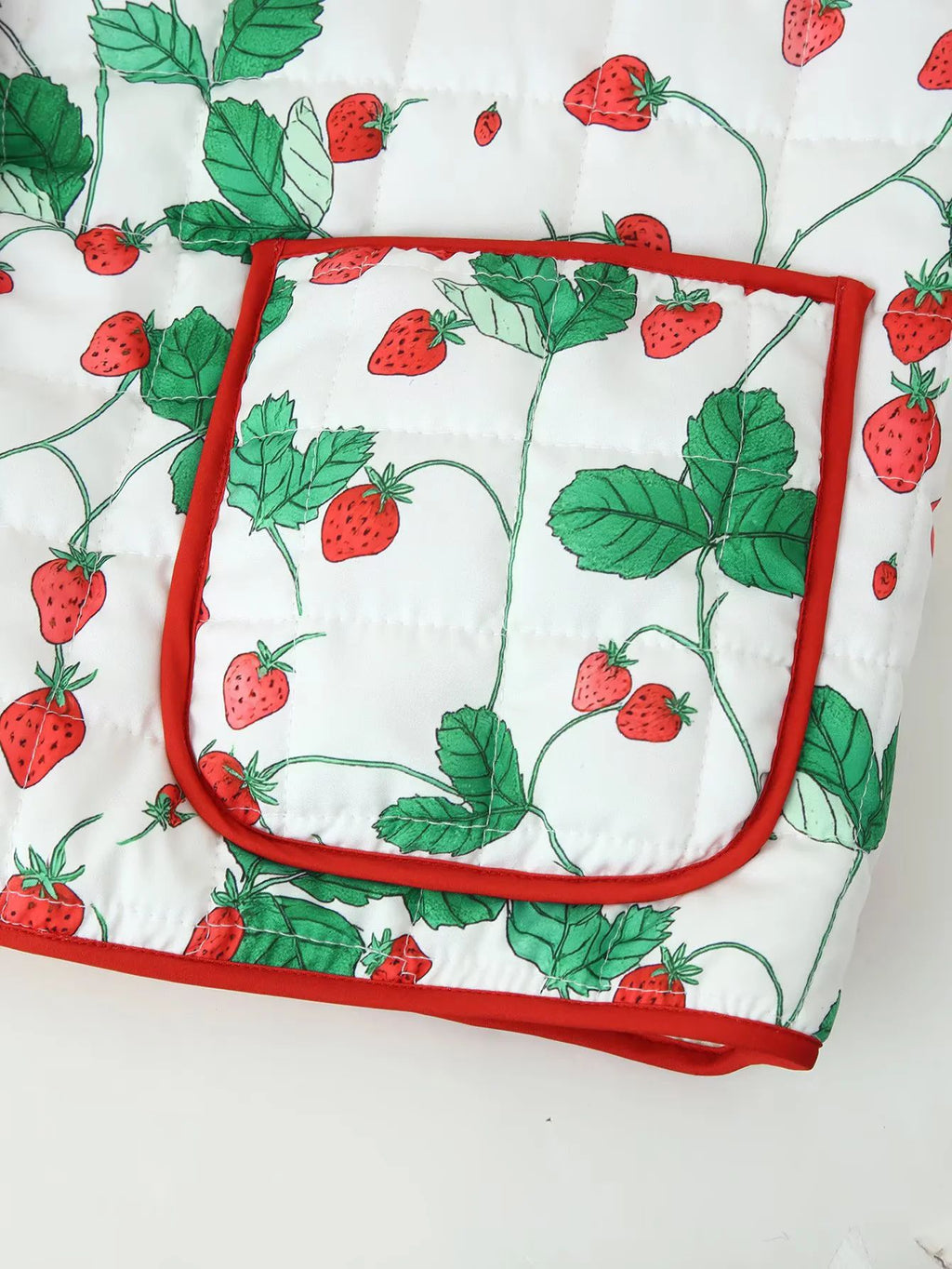 Strawberry Print Quilted Collared Jacket - Decor - 4