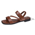 Wide Band Slingback Flat Sandals - brown