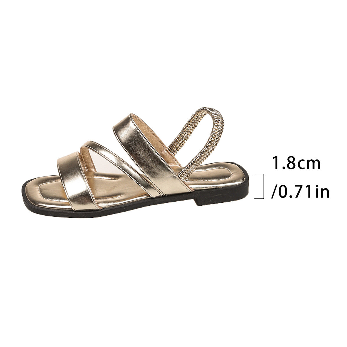 Wide Band Slingback Flat Sandals - golden