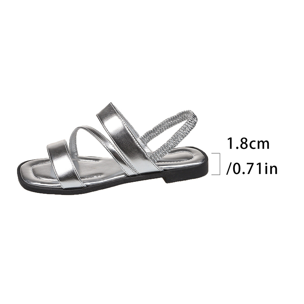 Wide Band Slingback Flat Sandals - silvery