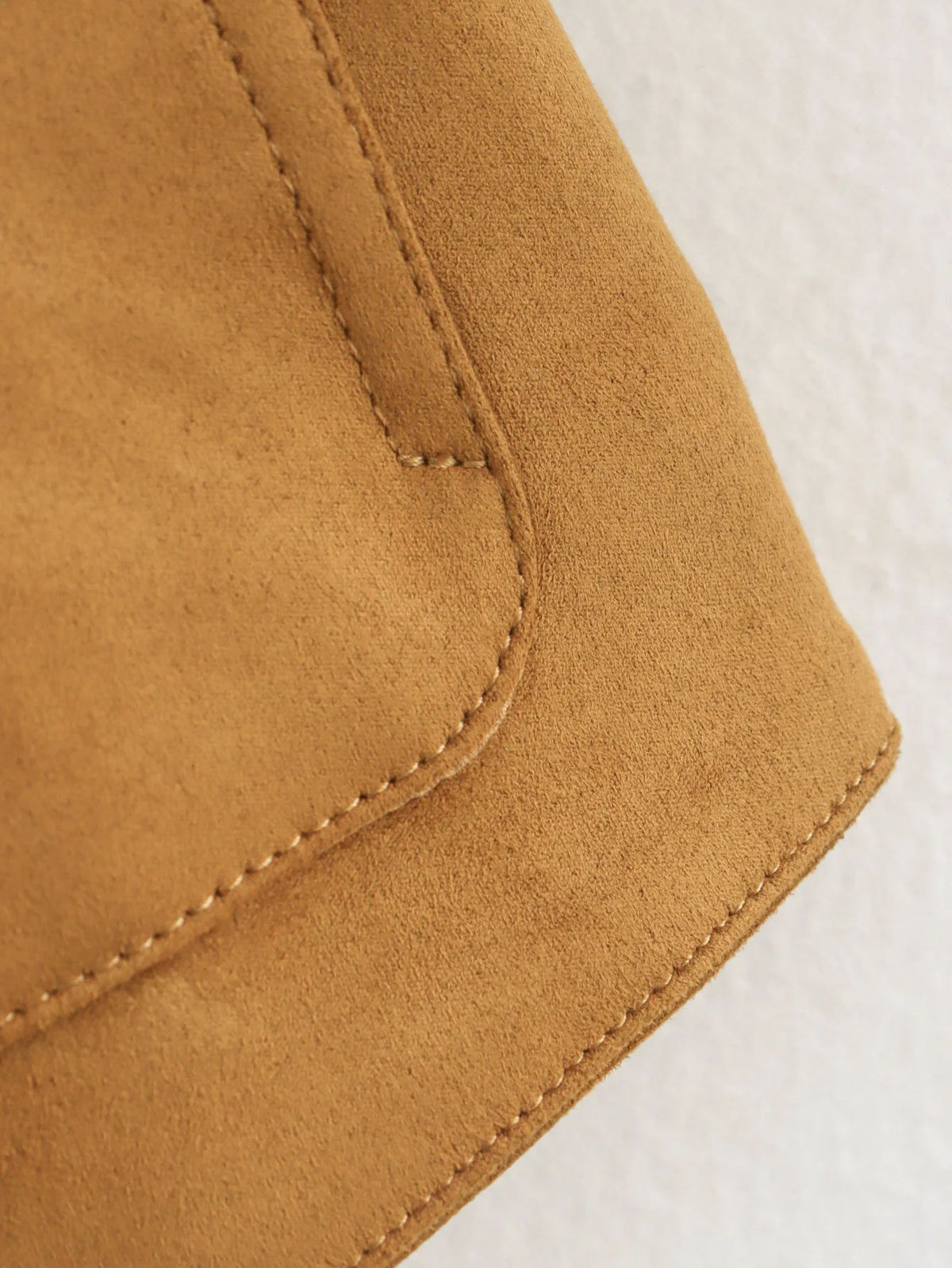 Faux Suede Collared Cropped Jacket - Khaki - 7