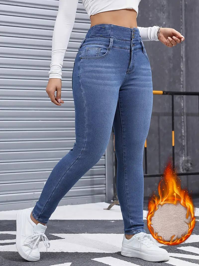 Fleece Lined High Waist Skinny Jeans