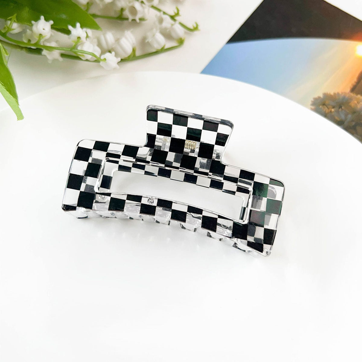 Assorted Print Rectangular Claw Hair Clip - NO02