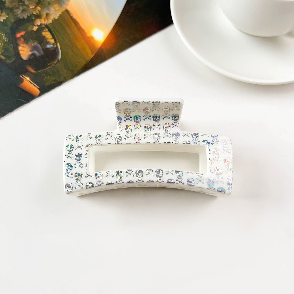 Assorted Print Rectangular Claw Hair Clip - NO10