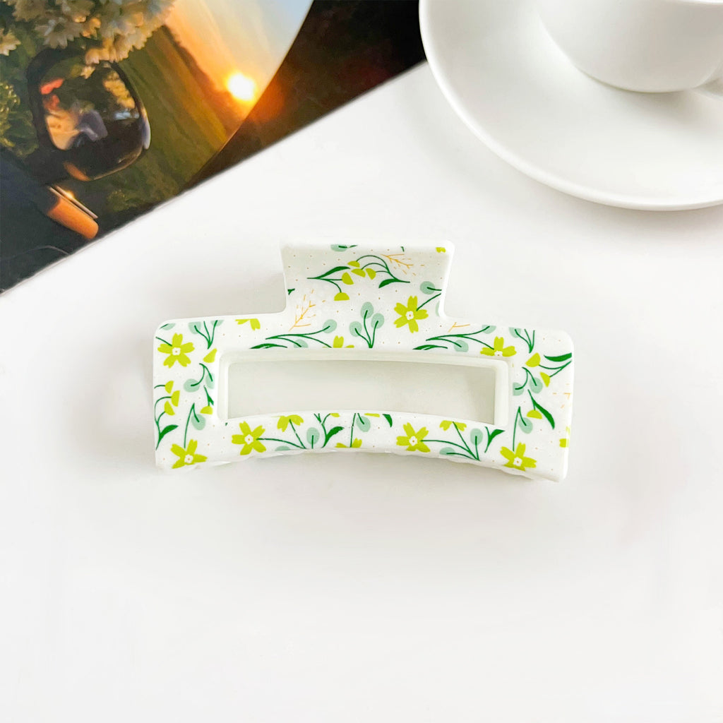 Assorted Print Rectangular Claw Hair Clip - NO14
