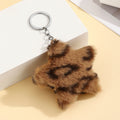 Leopard Plush Star Bag Charm Key Ring - Yellow