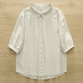 Fine Stripe Double Gauze Button Up Shirt - Beige