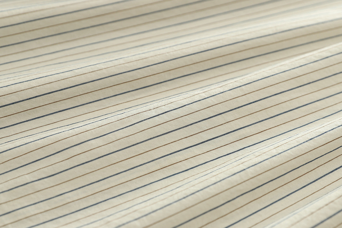 Fine Stripe Double Gauze Button Up Shirt - Beige - 11